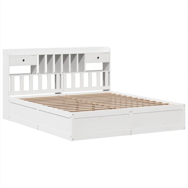 vidaXL Cama sin colch&oacute;n madera maciza de pino blanca 180x200 cm