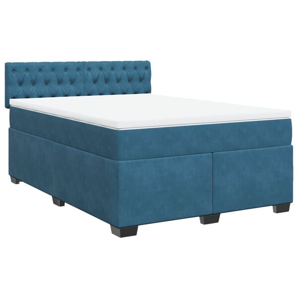 vidaXL Cama box spring con colch&oacute;n terciopelo azul 140x190 cm