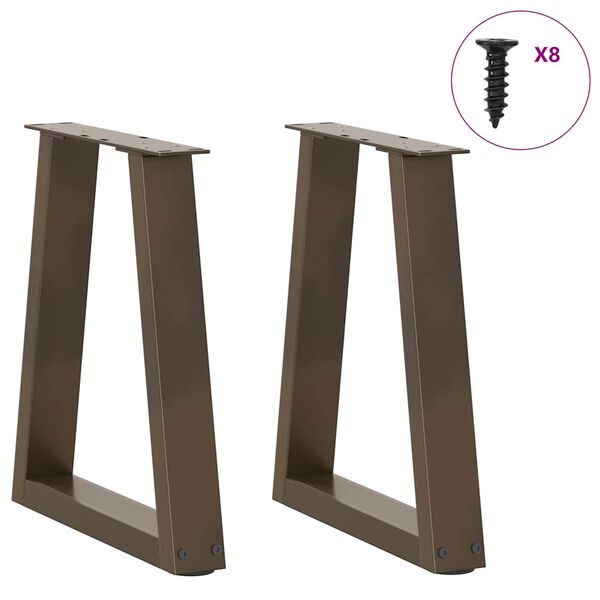 vidaXL Patas para mesa de centro en forma de V (2 unidades, acero natural, 28 x 42-43,3 cm)