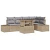 vidaXL Conjunto de sof&aacute; de jard&iacute;n 6 uds. Beige rat&aacute;n sint&eacute;tico