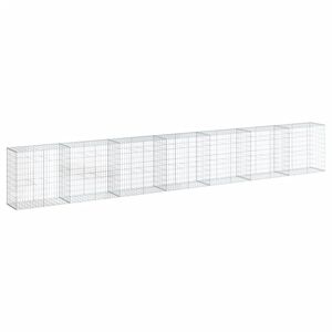 vidaXL Cesta de gaviones con cubierta hierro galvanizado 700x50x100 cm