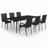 vidaXL Juego de comedor para jard&iacute;n 7 piezas negro y marr&oacute;n