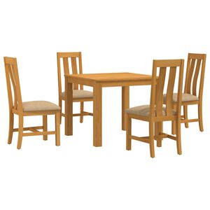 vidaXL Conjunto de comedor 5 uds. Beige Madera de Roble S&oacute;lido
