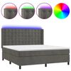 vidaXL Cama box spring colch&oacute;n y LED terciopelo gris oscuro 160x200 cm