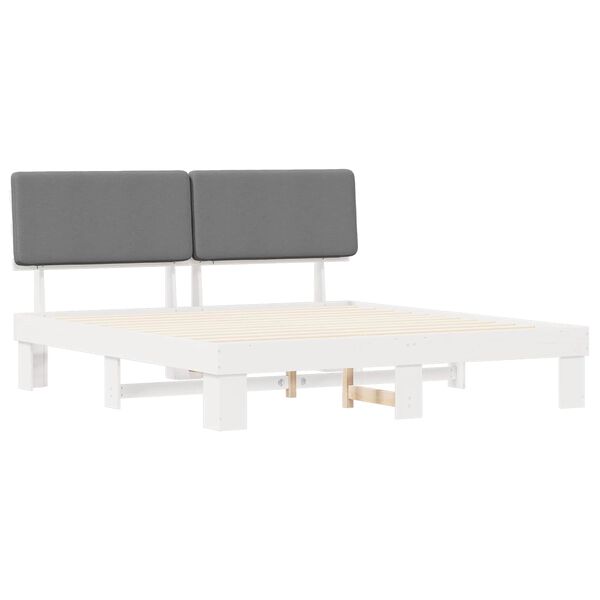 vidaXL Estructura de Cama con Cabecera Tapizada Gris Claro