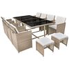 vidaXL Set comedor de jard&iacute;n 13 piezas y cojines rat&aacute;n sint&eacute;tico beige