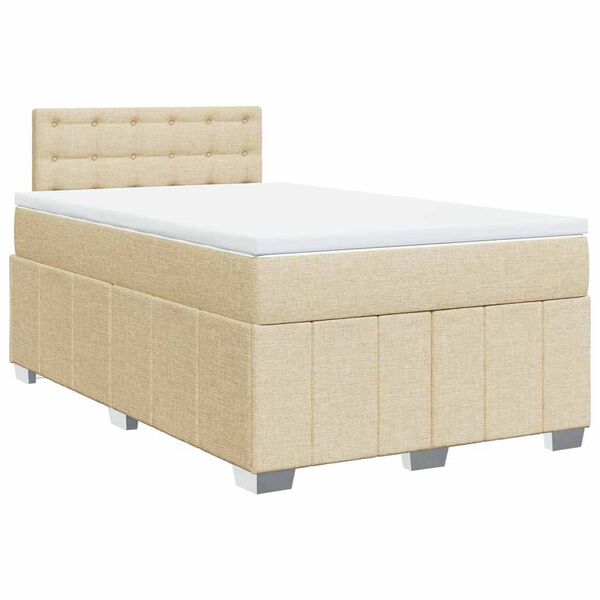 vidaXL Cama box spring con colch&oacute;n tela color crema 120x200 cm