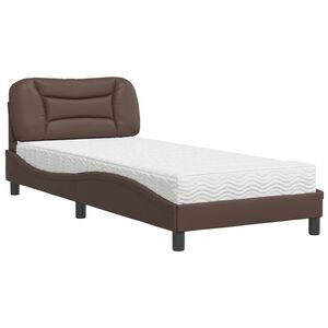 vidaXL Cama con colch&oacute;n Hvar cuero sint&eacute;tico marr&oacute;n 90x190 cm