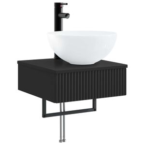 vidaXL Lavabo de Lavado Montado en la Pared Negro 40 x 41 x 40,5 cm