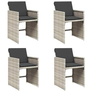 vidaXL Sillones de jard&iacute;n con cojines 4 uds rat&aacute;n sint&eacute;tico gris claro