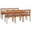 vidaXL Juego comedor de jard&iacute;n 7 piezas con cojines madera maciza teca