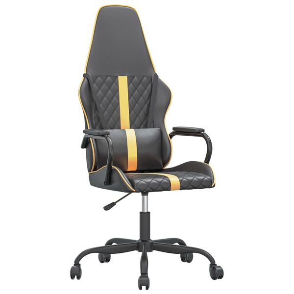 vidaXL Silla gaming cuero sint&eacute;tico negro y dorado