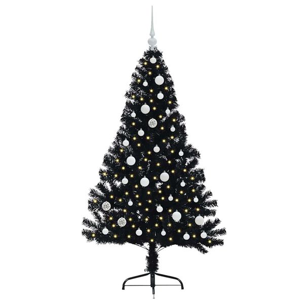 vidaXL &Aacute;rbol de Navidad Artificial Preiluminado Negro 150 cm PVC