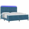 vidaXL Cama Box Spring LED con colch&oacute;n Azul Oscuro 200 x 200 cm tela