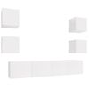 vidaXL Set de muebles de TV 6 pzas madera contrachapada blanco brillo