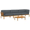 vidaXL Juego de Sof&aacute; 4 uds. Antracita Madera de Acacia S&oacute;lida