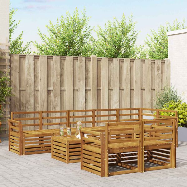 vidaXL Juegos de sof&aacute;s 9 pcs Natural Madera de Acacia S&oacute;lida