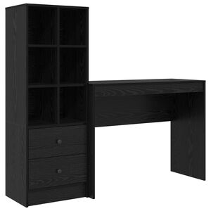 vidaXL Escritorio con caj&oacute;n con estante 2 pcs Roble Negro