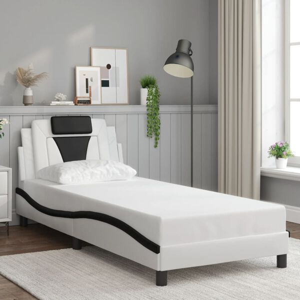 vidaXL Estructura de cama Viana con LED sin colchón blanco y negro 90x190cm