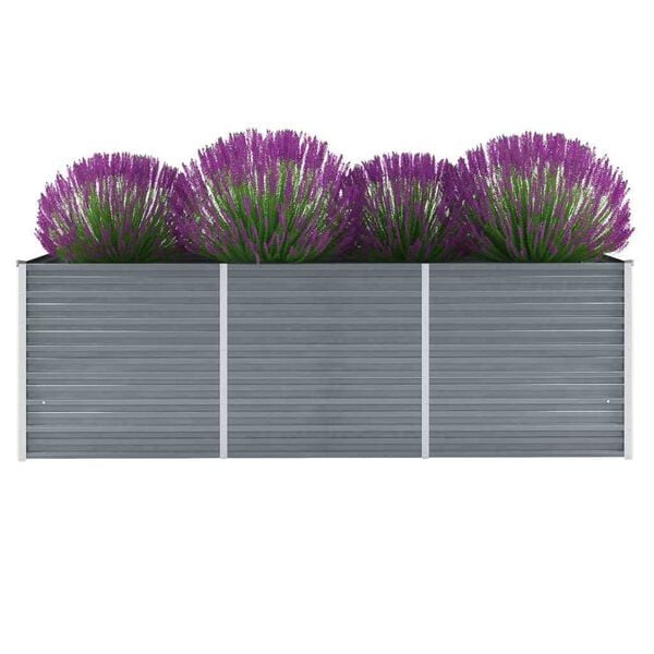 vidaXL Arriate de jard&iacute;n de acero galvanizado gris 240x80x77 cm