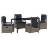 vidaXL Conjunto de Comedor de Jard&iacute;n 5 uds. Gris rat&aacute;n sint&eacute;tico