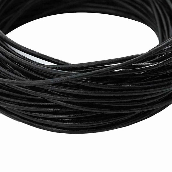 vidaXL Cord&oacute;n de cuero Negro &Oslash;1 mm x 5 m Cuero