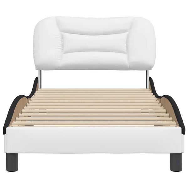 vidaXL Estructura de cama sin colch&oacute;n Hvar cuero sint&eacute;tico blanco y negro