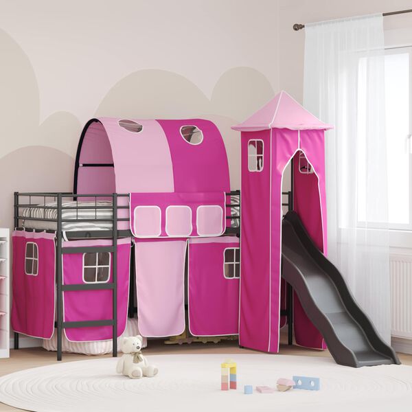 vidaXL Estructura de litera para ni&ntilde;os Negro y Rosa 99,5 x 190 cm