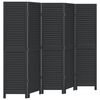 vidaXL Biombo separador de 5 paneles madera maciza Paulownia negro