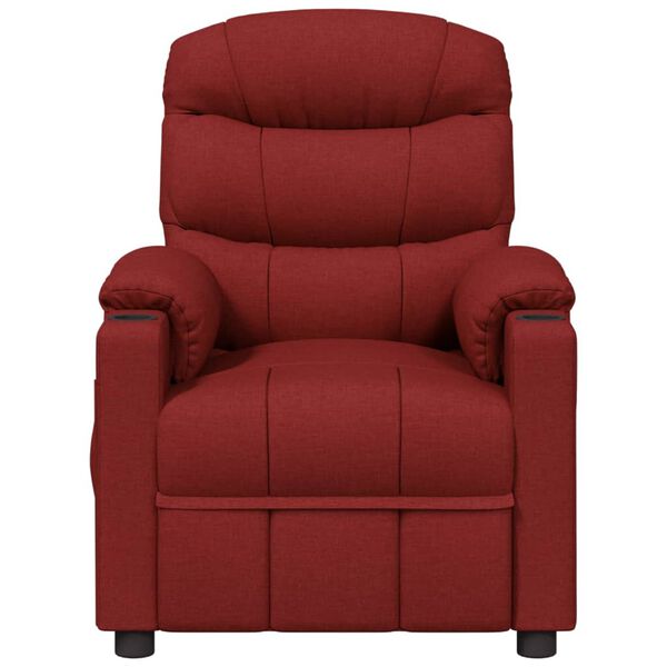 vidaXL Sillón de masaje eléctrico tela rojo tinto