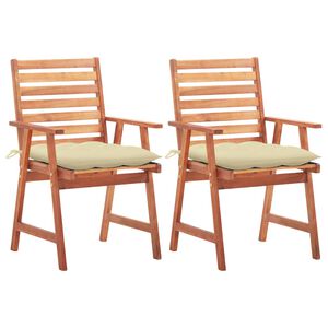 vidaXL Sillas comedor de jard&iacute;n 2 uds madera maciza acacia y cojines