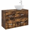 vidaXL Juego de muebles de ba&ntilde;o 2 pcs Roble Ahumado