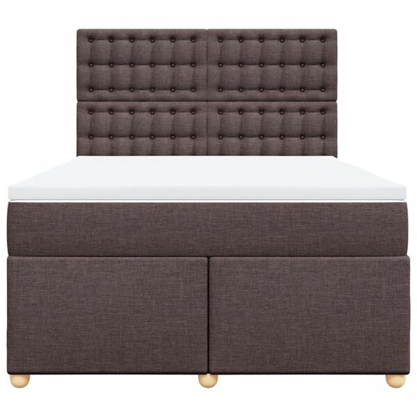 vidaXL Cama box spring con colch&oacute;n tela marr&oacute;n oscuro 140x200 cm