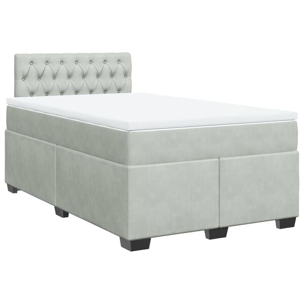 vidaXL Cama box spring con colch&oacute;n terciopelo gris claro 120x200 cm