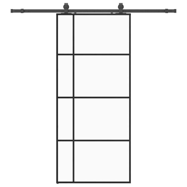 vidaXL Puerta corredera con set herrajes negro 90x205 cm vidrio ESG