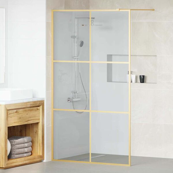 vidaXL Pared de Ducha Walk-in Dorado 115 x 195 cm vidrio templado