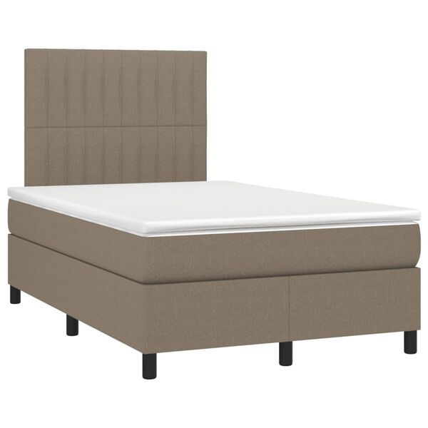 vidaXL Cama box spring con colch&oacute;n tela gris taupe 120x190 cm