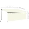 vidaXL Toldo manual retráctil con persiana y LED crema 3x2,5m