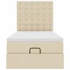 vidaXL Estructura de cama otomana con colchón tela crema 80x200cm