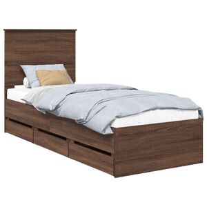 vidaXL Estructura de cama Roble Marr&oacute;n 75 x 190 cm Madera Ingenieril