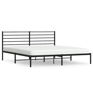 vidaXL Estructura cama sin colch&oacute;n con cabecero metal negro 193x203 cm