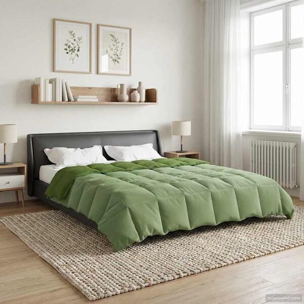 vidaXL Edred&oacute;n de Verano Acolchado Verde 240 x 260 cm Microfibra