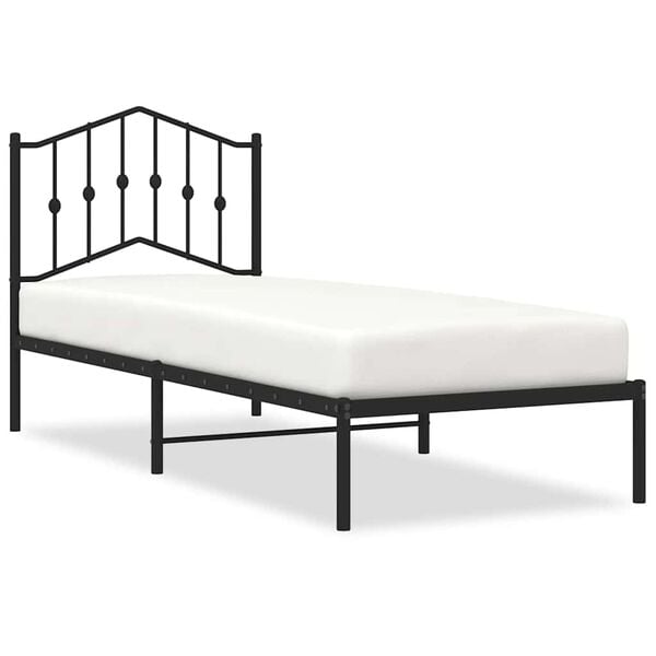 vidaXL Estructura cama sin colch&oacute;n con cabecero metal negro 90x200 cm