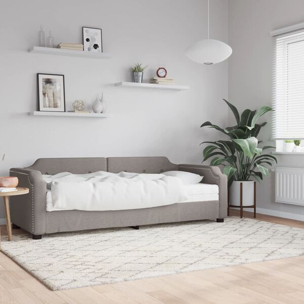 vidaXL Sof&aacute; cama con colch&oacute;n tela gris taupe 80x200 cm