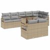 vidaXL Conjunto de sof&aacute; de jard&iacute;n 9 uds. Beige Polirat&aacute;n