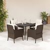 vidaXL Set comedor de jard&iacute;n 5 piezas y cojines rat&aacute;n sint&eacute;tico marr&oacute;n