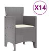 vidaXL Conjunto de Comedor de Jardín 15 pcs Gris Claro Ratan Polt