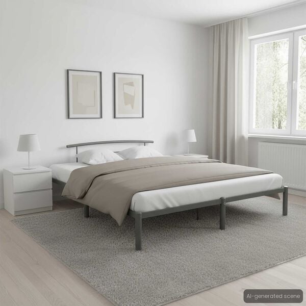 vidaXL Estructura de cama sin colch&oacute;n metal gris 200x200 cm