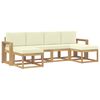 vidaXL Conjunto de sof&aacute;s de exterior 6 uds. Blanco y Crema Poli&eacute;ster