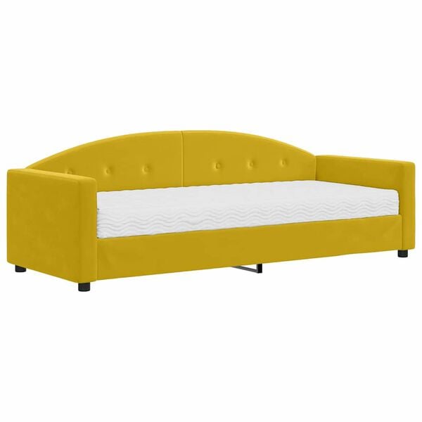 vidaXL Sofá cama con colchón terciopelo amarillo 80x200 cm
